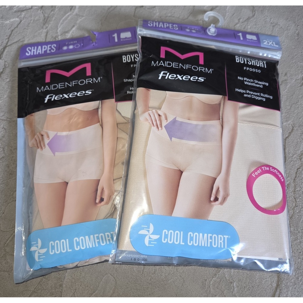 2 Packs New Sealed FP0050 MAIDENFORM SHAPEWEAR 2XL Flexees Shaping Boyshort NIP